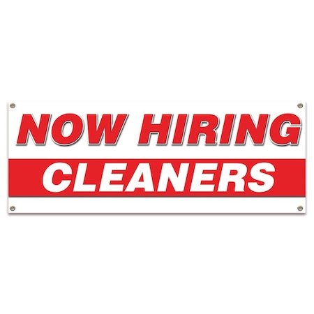 Now Hiring Cleaners Banner Apply Inside Accepting Application Single Sided